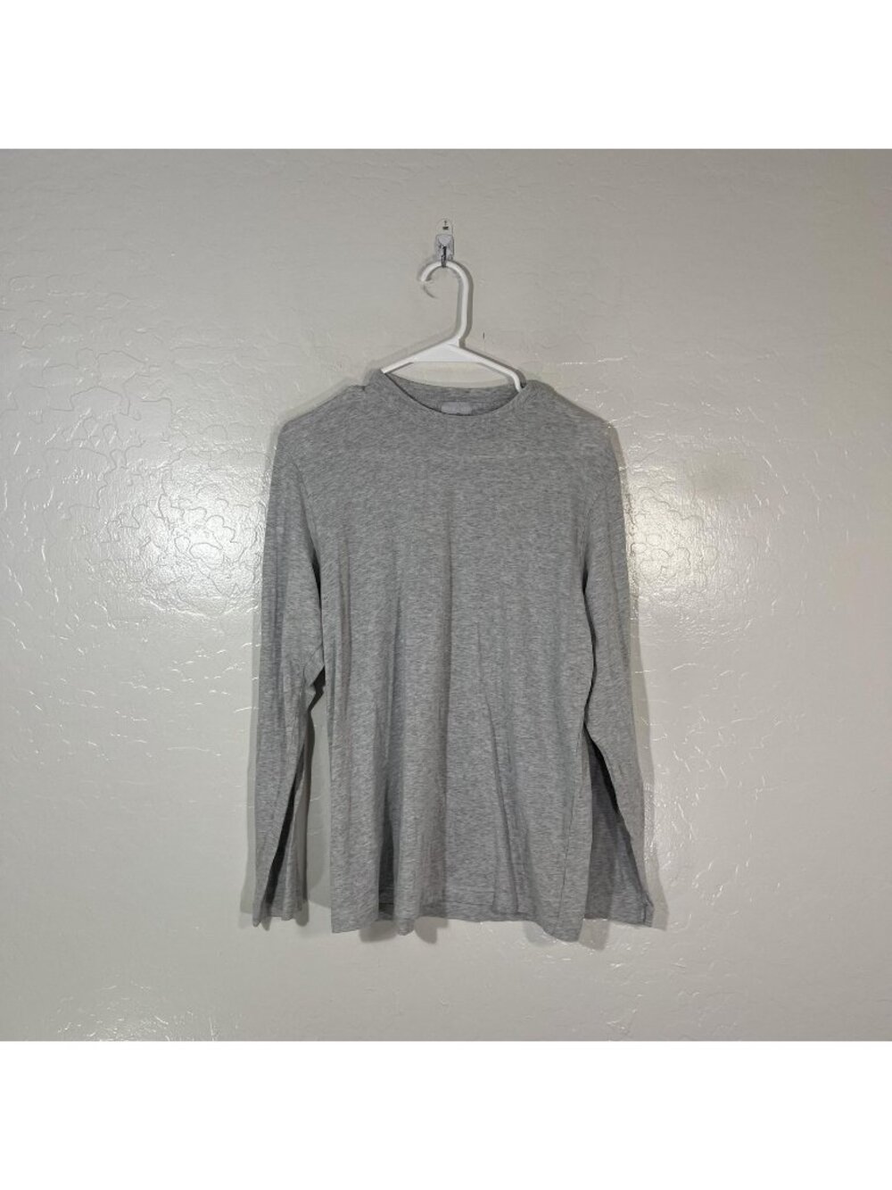 Skims Womens Small Gray Solid Crew Neck Long Sleeve Jersey Tee Top Stretch